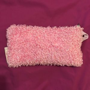Pink Zippered Bag, Fuzzy Poodle Pouch Bean Bag